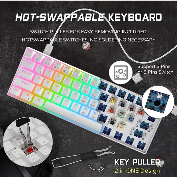 RK61 Wired 60% Mechanical Gaming Keyboard RGB Backlit Ultra-Compact Hot-Swappabl - Picture 5 of 10